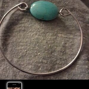 Blue Green Stonws And Silver  Bracelet
